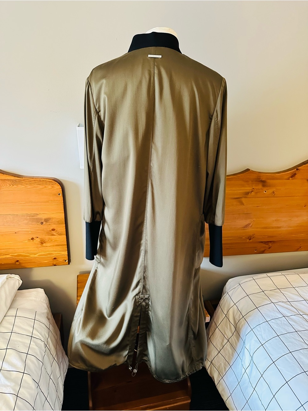 Soia & Kyo Bia Bonsai Long Bomber Two-Tone Olive and Black Coat L - Picture 15 of 16